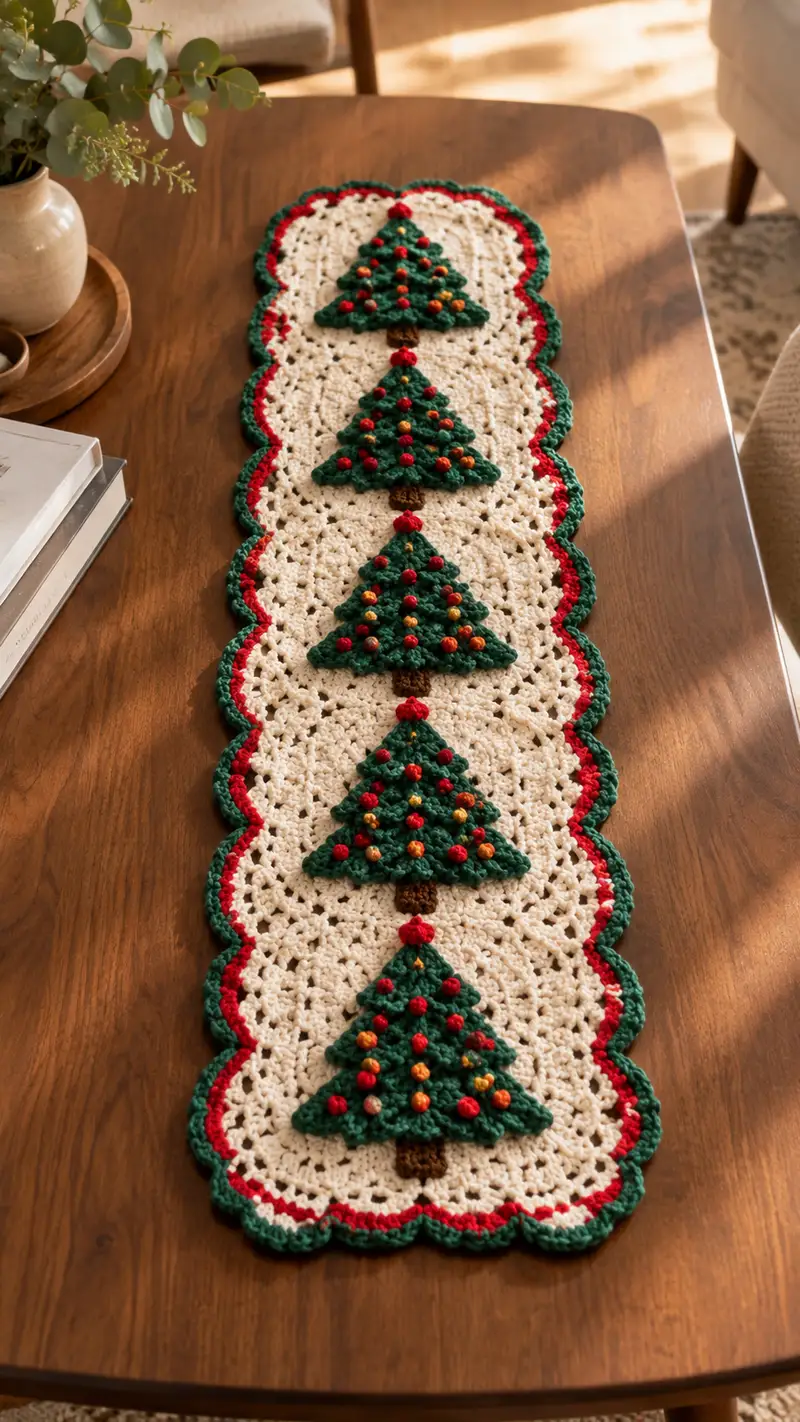 Festive Christmas Tree Table Runner Pattern - Intermediate