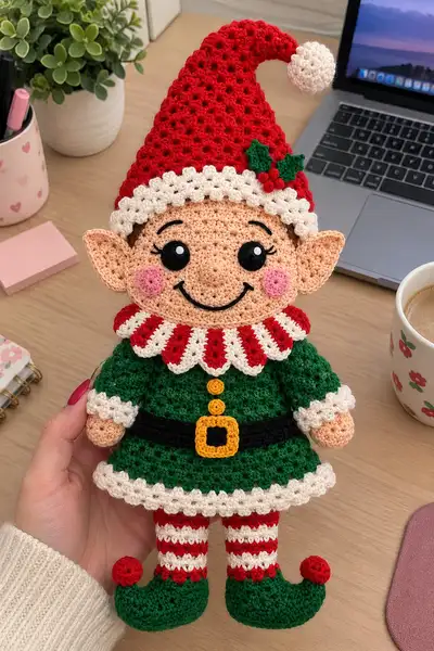 Handmade Crochet Christmas Elf Mat Amigurumi Pattern