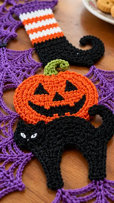 Halloween Spooky Table Runner Pattern step 2 - assembly progress