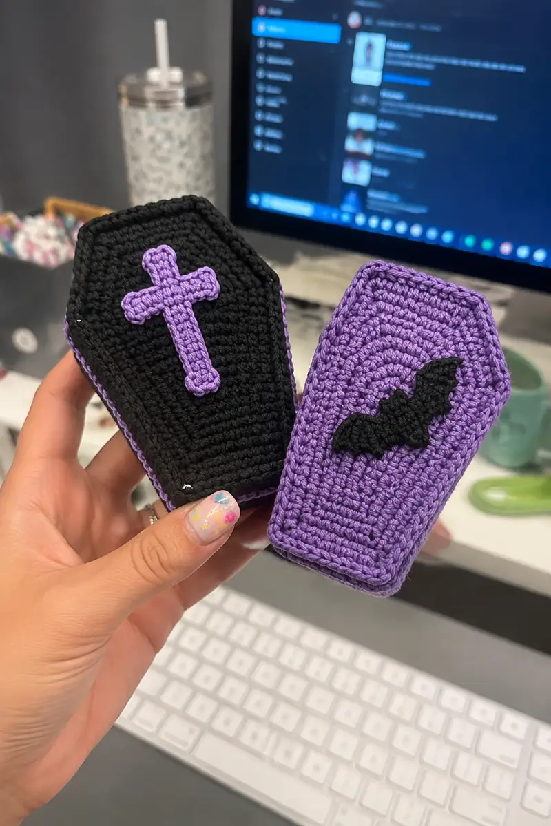 Free Intermediate crochet pattern: Mini Gothic Coffin Plushie Crochet Pattern - Easy to follow tutorial