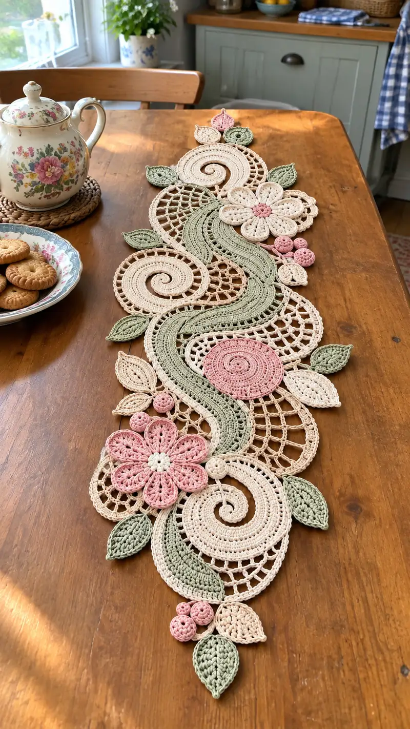 Free Advanced crochet pattern: Floral Lace Table Runner Pattern - Easy to follow tutorial