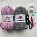 Plush Booties with Pompoms Pattern step 2 - assembly progress