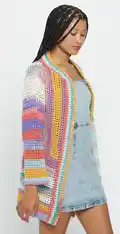 Mitered Mesh Crochet Cardigan Pattern step 1 - construction progress