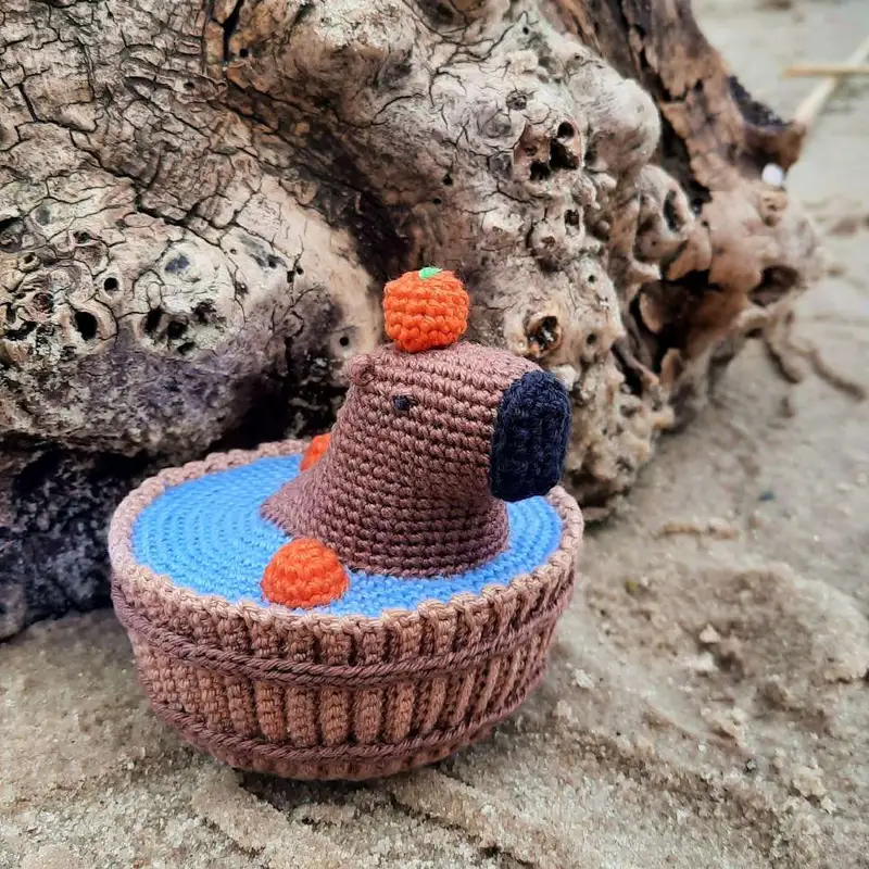Free Intermediate crochet pattern: Capybara in a tub Amigurumi Pattern - Easy to follow tutorial