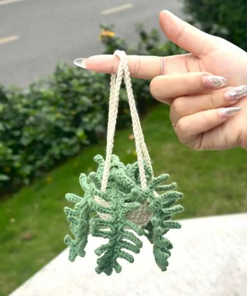 Free Intermediate crochet pattern: Fern Plant Car Pattern - Easy to follow tutorial