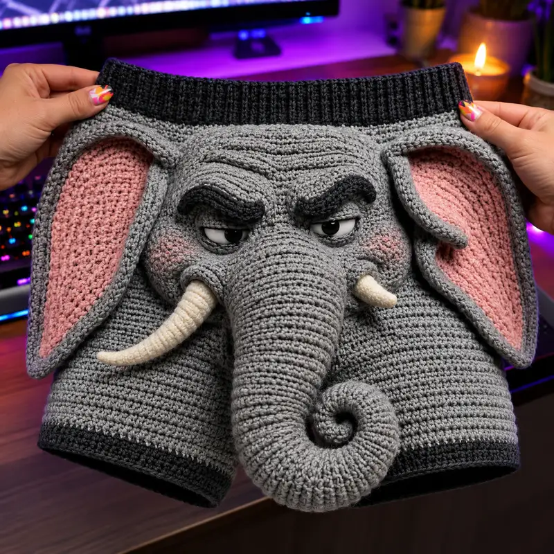 Free Intermediate crochet pattern: Sussy Elephant Big Trunk Crochet Men Boxers Pattern - Easy to follow tutorial
