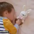 Bunny baby rattle with teether ring Amigurumi Pattern step 3 - details and accessories