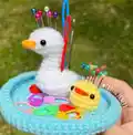Duck and Goose Trinket Tray + Pin Cushion Amigurumi Pattern step 4 - final assembly and finishing