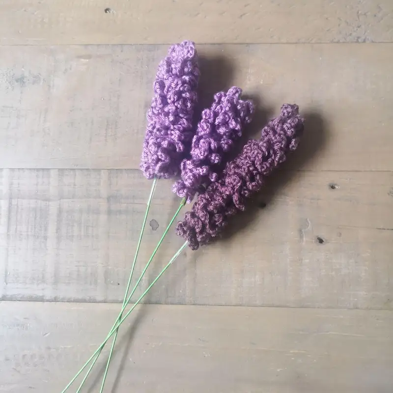 Lavender Plant Pattern crochet pattern - detailed view of completed project