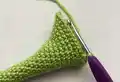 Clyde the Chameleon Amigurumi Pattern step 2 - assembly progress