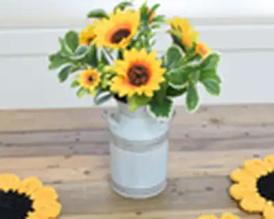 Sunflower Power Crochet Coasters Pattern step 2 - assembly progress