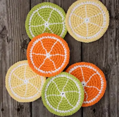 Citrus Slice Coasters Pattern step 1 - construction progress