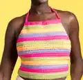 Bright Stripes Halter Top Pattern step 2 - assembly progress