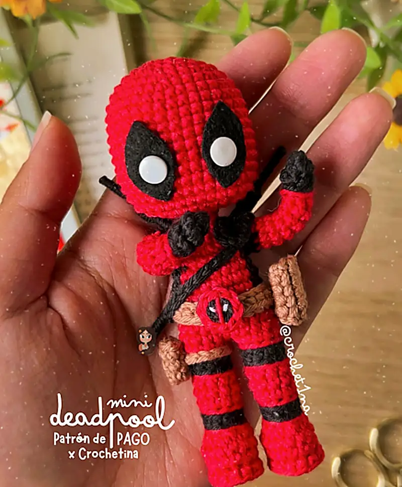 Free Intermediate crochet pattern: Mini Deadpool Amigurumi Pattern - Easy to follow tutorial