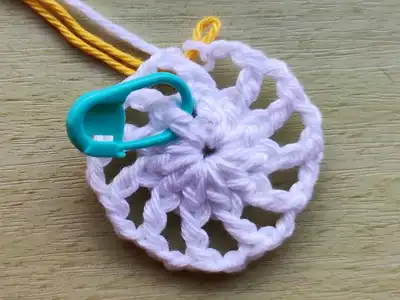 Citrus Slice Coasters Pattern step 2 - assembly progress