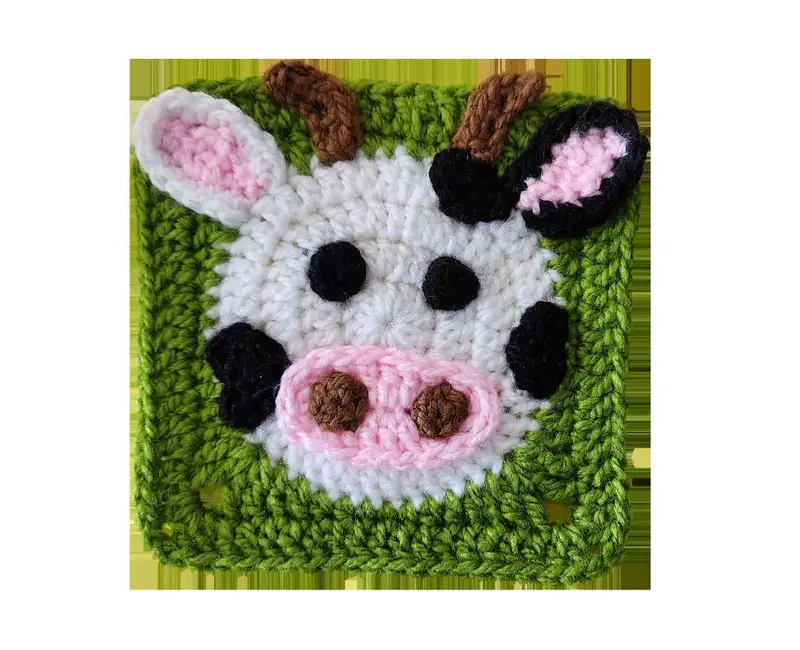 Free Beginner Friendly crochet pattern: Cow Granny Square Amigurumi Pattern - Easy to follow tutorial