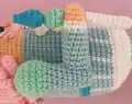 The Baby Blue Nutcracker Amigurumi Pattern step 2 - assembly progress
