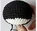 Mini Batman Amigurumi Pattern step 2 - assembly progress