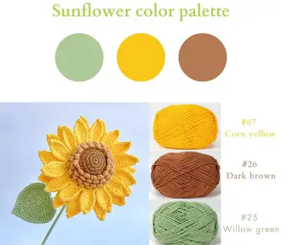 Crochet Sunflower Pattern step 3 - details and accessories