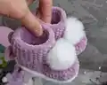 Plush Baby Booties Crochet Pattern step 2 - assembly progress