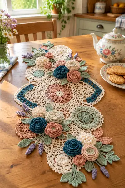 Vintage Floral Table Runner Pattern step 1 - construction progress