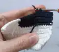 Cat with a cup Crochet Pattern step 2 - assembly progress