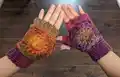 Feather Moss Gloves Pattern step 1 - construction progress