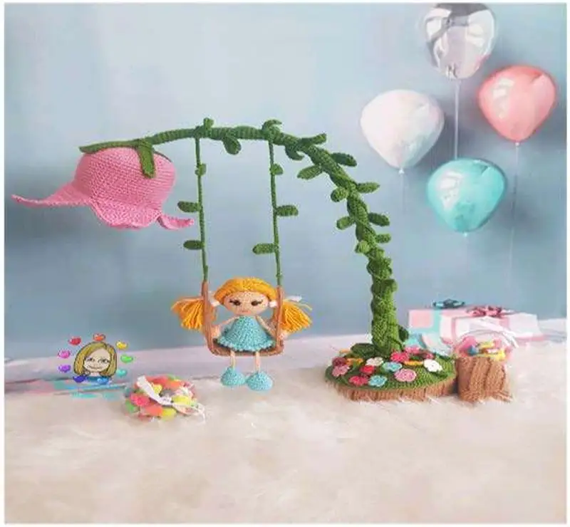 Flower Garden Lamp Amigurumi Pattern crochet pattern - detailed view of completed project