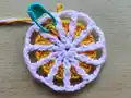 Citrus Slice Coasters Pattern step 4 - final assembly and finishing